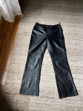 Express Black Leather straight leg pants, size 8/10, new